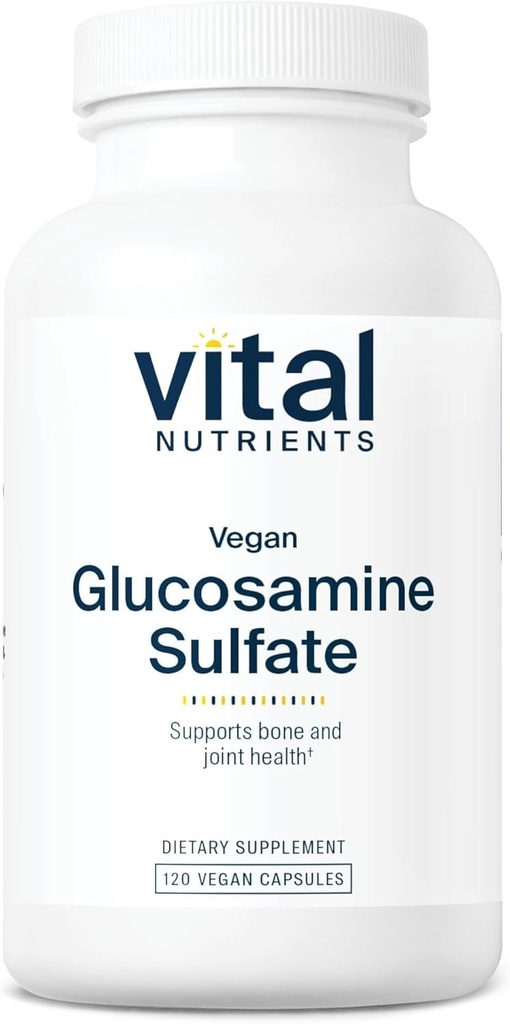 Nutrientes Vitales Sulfato de Glucosamina Vegan 750mg ← Cartilaje saludable, movilidad y apoyo conjunto Suplemento Silencio Fuente vegetal de Glucosamine ← Gluten, Dairy, Soy Free ← Non-GMO TEN 60 cápsulas