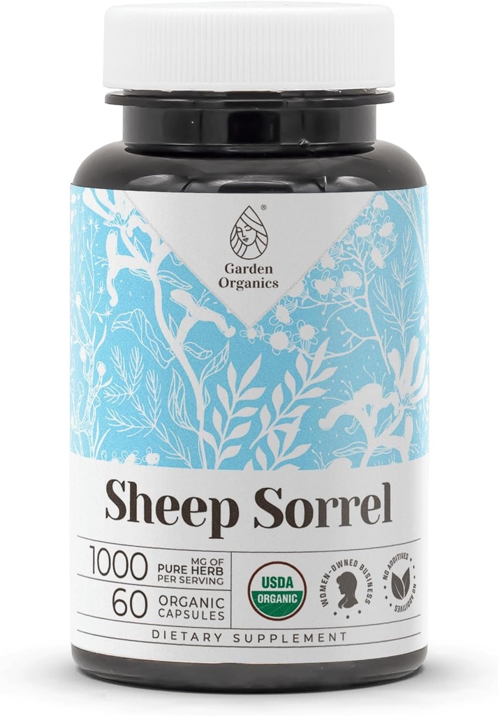 Sombra de oveja USDA Orgánica 60 cápsulas ANTERI Sistema circulatorio, Suplemento natural de alta potencia Silencio Certificado Cápsulas Vegetarianas Orgánicas y Sorrel de oveja orgánica (Rumex Acetosella) Herb seco (60 cápsulas)