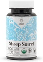 Sombra de oveja USDA Orgánica 60 cápsulas ANTERI Sistema circulatorio, Suplemento natural de alta potencia Silencio Certificado Cápsulas Vegetarianas Orgánicas y Sorrel de oveja orgánica (Rumex Acetosella) Herb seco (60 cápsulas)