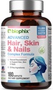 biophix Hair Skin and Nails Complex 180 Caplets con 10.000 mcg Biotin - Multivitamin Supports Strong Nails Beautiful Hair Healthy Aging