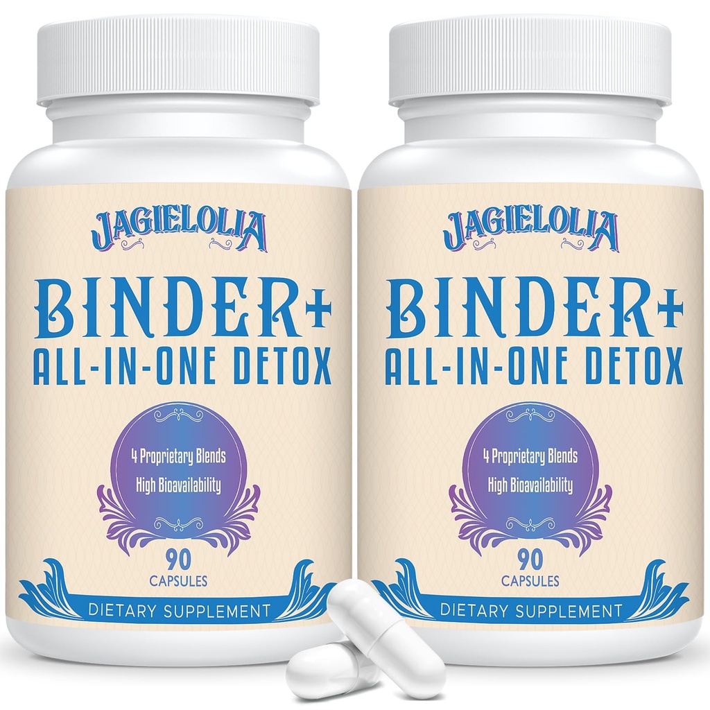All-In-One Detox Binder Suplemento 1500 MG - High Bioavailability, Liver Gut Detox Cleanse with Activated Charcoal, Zeolite & Bentonite Clay for Toxins, Liver, Digestive, 180 Vegan Capsules