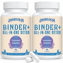 All-In-One Detox Binder Suplemento 1500 MG - High Bioavailability, Liver Gut Detox Cleanse with Activated Charcoal, Zeolite & Bentonite Clay for Toxins, Liver, Digestive, 180 Vegan Capsules