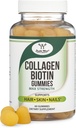 Collagen Gummies for Women Supports Aging (Max Strength - Mejorado con Biotina, Vitamina C, Zinc, y Vitamina E (Longevidad para Mujeres y Hombres) 60 Peluquería, Piel y Nails Vitaminas (Non-GMO) por Madera Doble