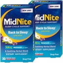 MidNite Volver a dormir baja dosis, 1,5 mg Melatonin Sleep Aid, Non-habit Forming, Herbal Suplemento dietético para adultos, sin drogas, sin gluten, sin lactosa, vegetariano, Vegan, 30 Quick Melt Tablets 2 ct