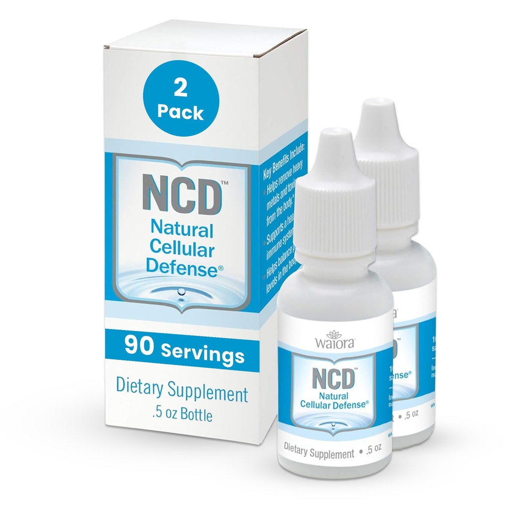 Waiora Natural Cellular Defense (NCD) Liquid Zeolite Drops, Clinoptilolite for Men &amp; Women - Suplemento para Immune, Healthy Gut Support, Cleanse, pH Balance (0.5oz Bottle, 2 Ct – 180 serv)