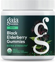 Gaia Herbs Black Elderberry (Sambucus nigra) Extra Strength Gummies - Delicious Immune Support Supplement* - Hecho con certified Organic Black Elderberries for Immune System Support* - 120 Gummies