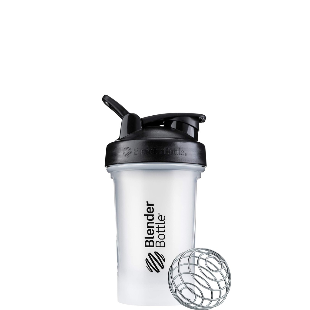 BlenderBottle Classic V2 Shaker Bottle Perfect para Protein Shakes y Pre Workout, 20-Once, Clear/Black