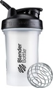 BlenderBottle Classic V2 Shaker Bottle Perfect para Protein Shakes y Pre Workout, 20-Once, Clear/Black