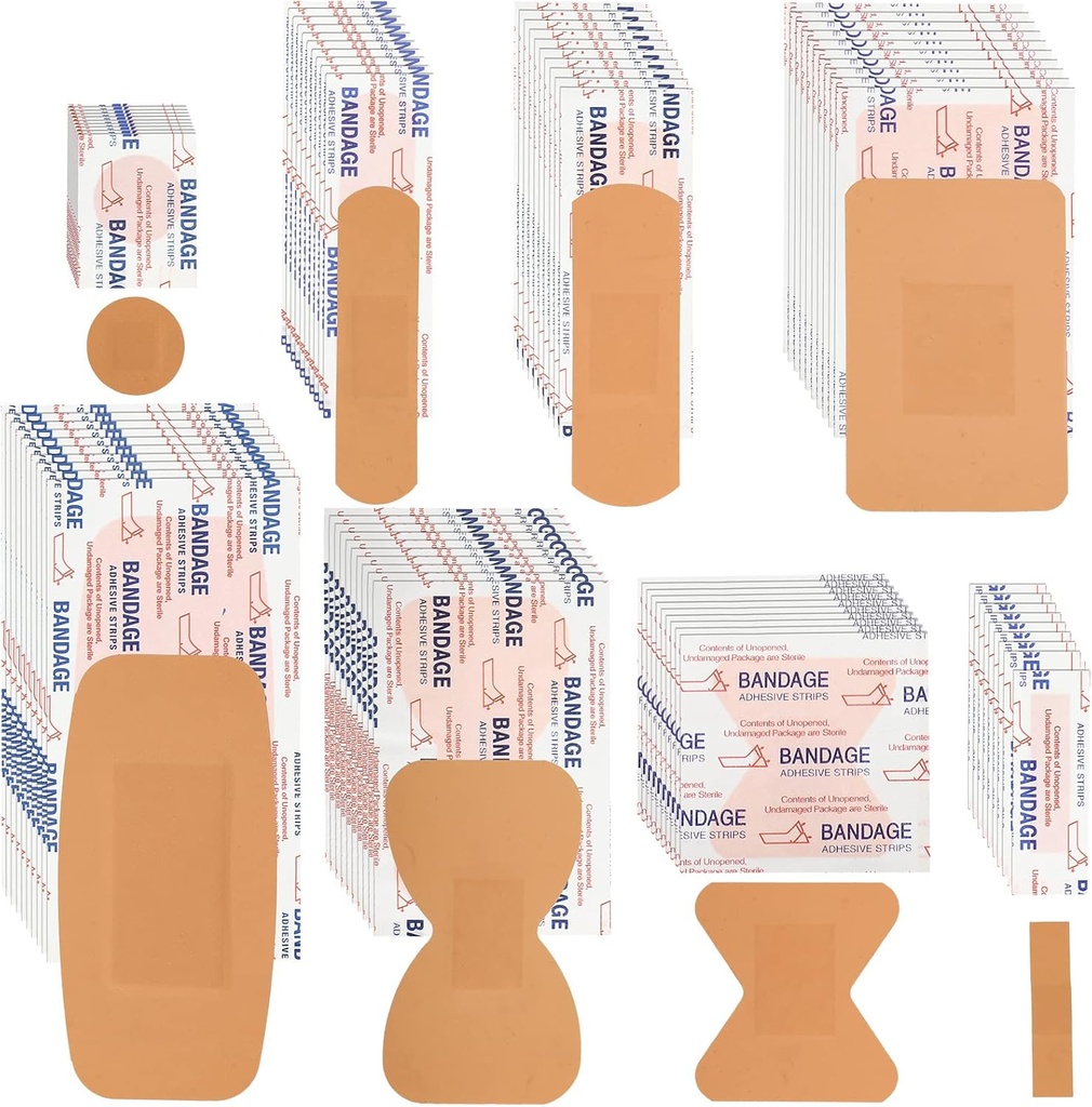 Lounsweer 720 Pcs Bandages surtidos Vaiety Pack Bulk First Aid Kit Refill Supplies Flexible Fabric Adhesive Breathable Fingertip Knuckle Spot Bandages Waterproof for Arms Knees Wound Care Scrapes
