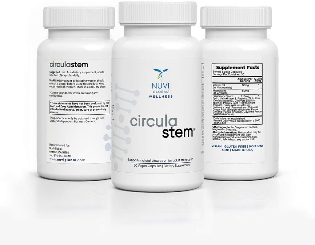 CIRCULA STEM 60 Caps Stem Cell Nutrition, Supports NATURAL CIRCULATION for ADULT STEM CELLS