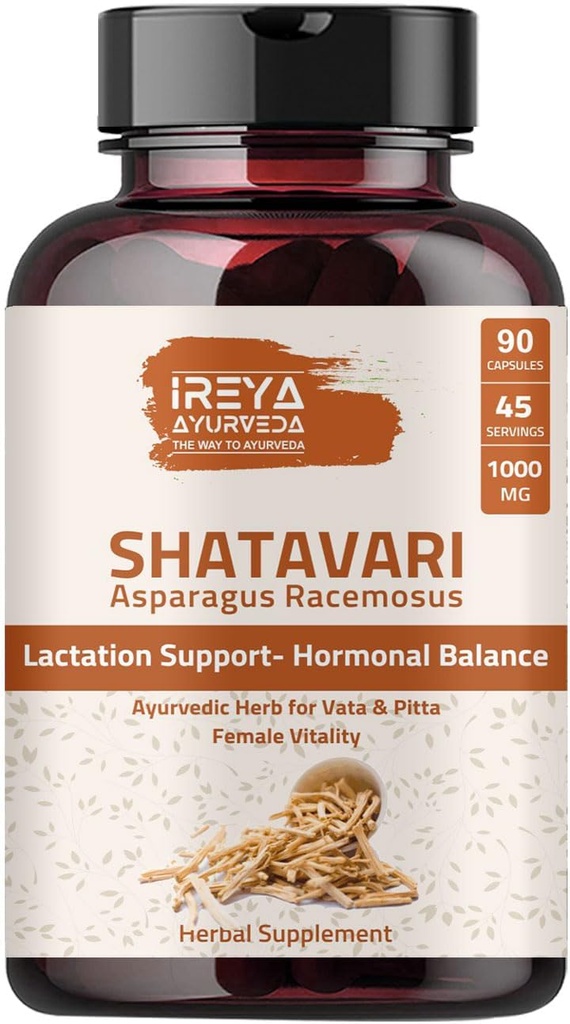Shatavari Capsules (90 cápsulas) 1000 mg ← Lactation Suplemento para Mujeres Silencioso Orgánica Shatavari Herbal Suplemento Hecho con Shatavari Root Powder