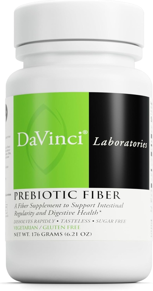 DAVINCI Laboratorios Fibra Prebiótica - Polvo de fibra diaria para la digestión Soporte " GLP-1 Producción* - Mezcla de bebida sin sabor - Suplemento de fibra para hombres y mujeres - Vegetariano, libre de gluten - 30 Servimientos (176 g)