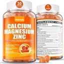 Calcio 1200 mg con vitamina D3 Gummies para adultos - Calcio Citrato con vitamina D3 K2, Magnesio, Zinc, Borón, Cobre y Ashwagandha - Absorción adicional Suplemento de calcio para mujeres hombres