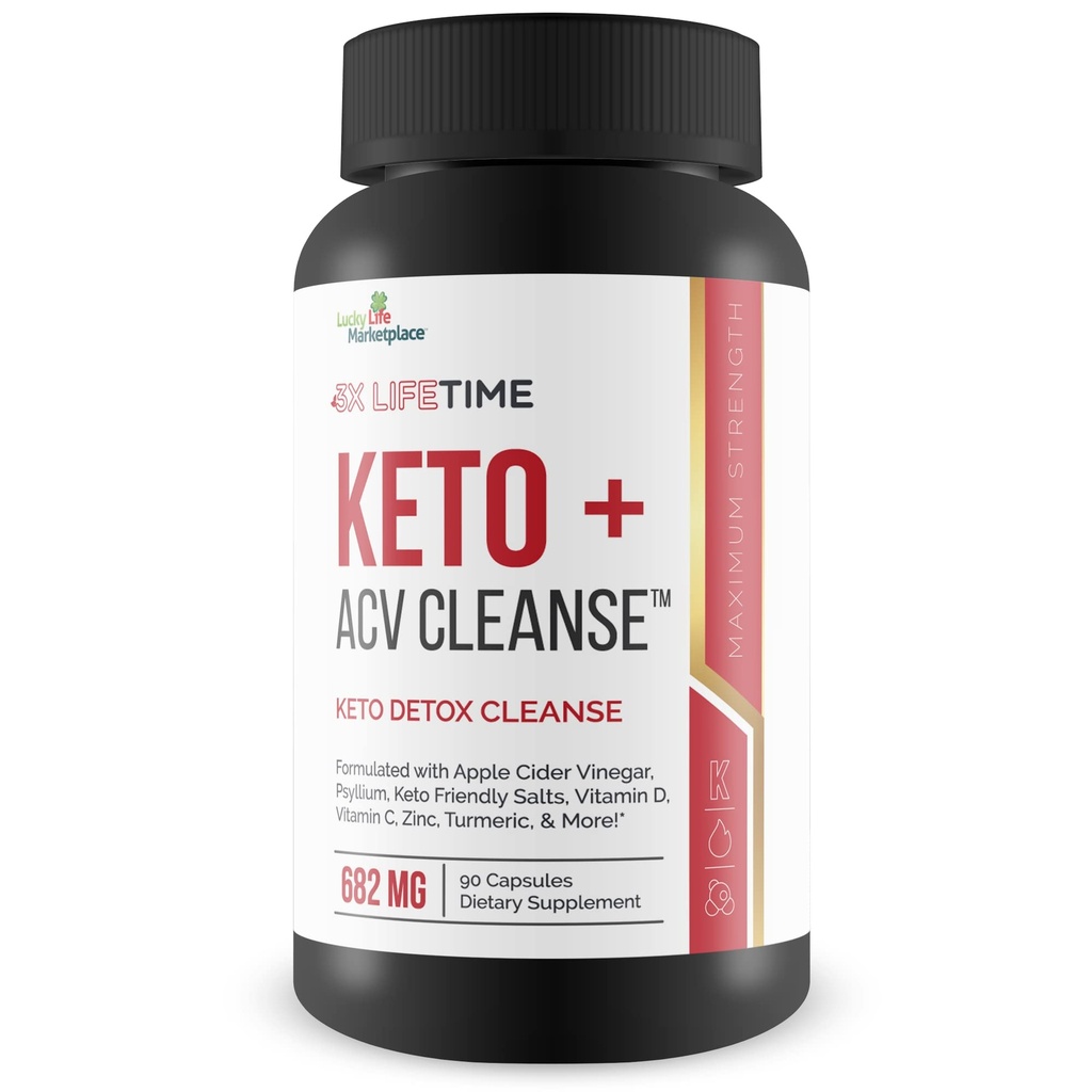 3X Lifetime Keto + ACV Cleanse - Keto Detox Cleanse for Full Body Cleanse - 90 Day Supply - Ayuda Reducir Belly Bloat w/Psyllium Digestive Support - Promote Energy & Focus - Keto Detox Cleanser