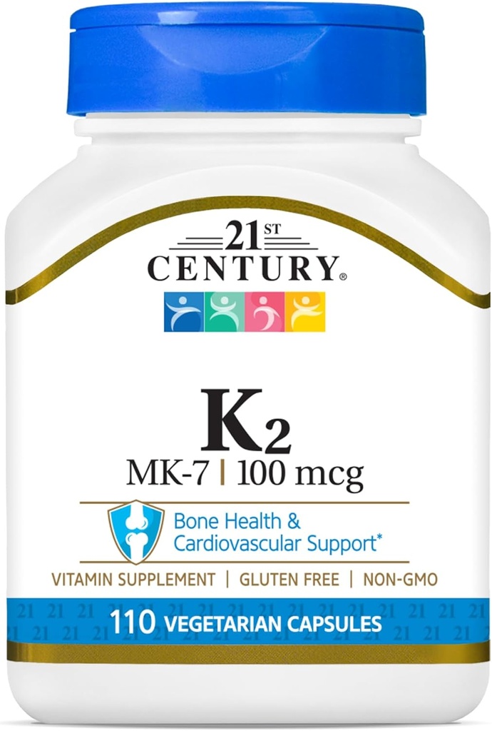 21st Century Healthcare Vitamin K2 (MK-7) 100 mg Vegetarian Capsules, 110 Conde