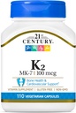 21st Century Healthcare Vitamin K2 (MK-7) 100 mg Vegetarian Capsules, 110 Conde