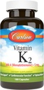 Carlson - Vitamina K2 MK-4 (Menatetrenone), 5 mg, Suplemento de vitamina K, Soporte de huesos, vitamina K2, libre de soja, vitamina K-2, 180 cápsulas