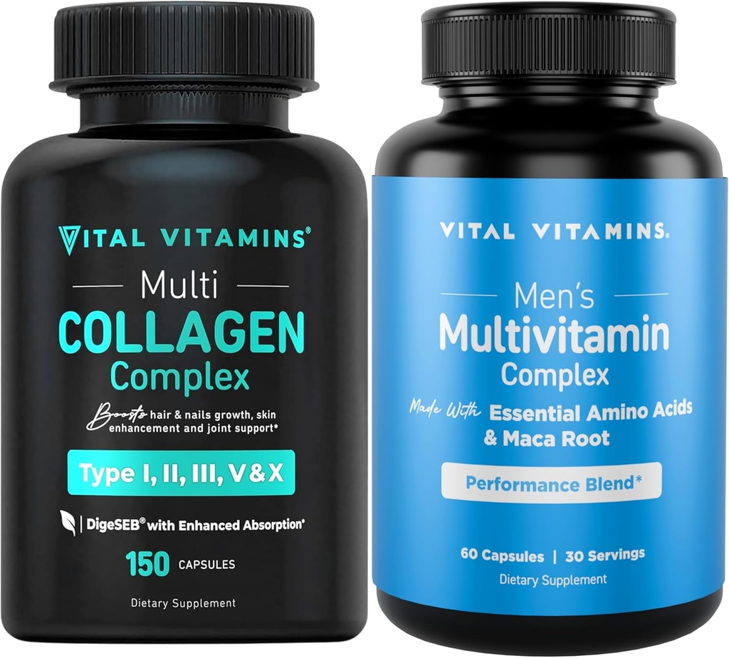 Vitaminas Vitales Cápsulas de colágeno + Multivitaminas de hombres