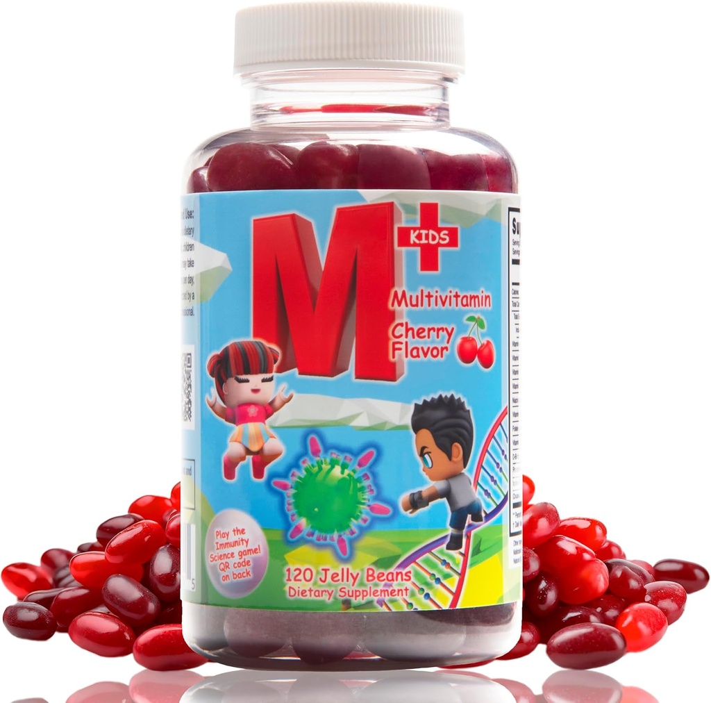 Niños Daily Multivitamin Jellybeans – Natural Cherry Flavor – Non-GMO – Gluten Free – Vegan Friendly