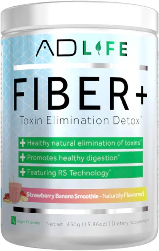 Proyecto AD Fiber+ Fibra Vegan Suplemento Polvo, apoya la salud de Gut y la regularidad digestiva (Strawberry Banana, 16.4 oz)