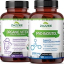 Zazzee Myo-Inositol Capsules y USDA Organic Vitex Capsules, Vegan, Non-GMO y All-Natural