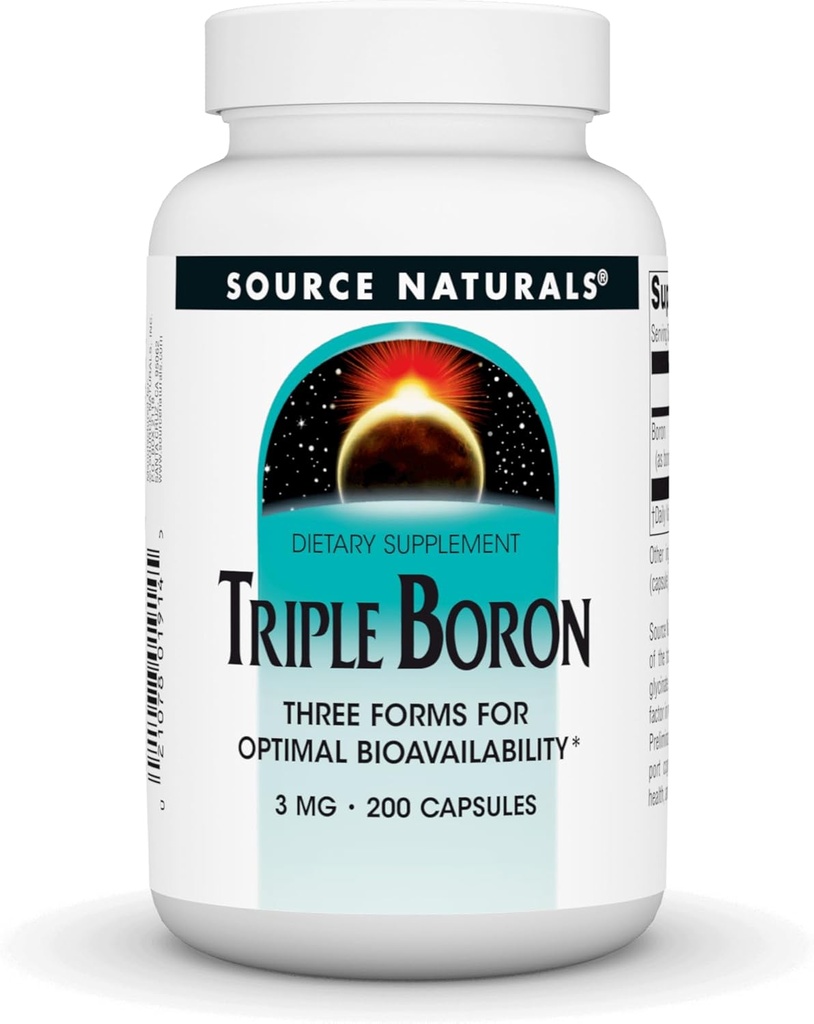 Fuente Naturales Triple Borón, Tres Formas para la Biodisponibilidad Optimal* 3 mg - 200 cápsulas
