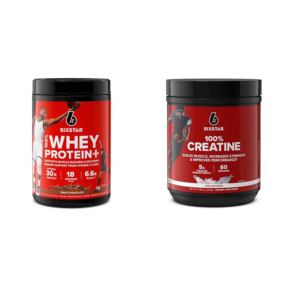 Serie Elite de 6 estrellas 100% Whey Protein Plus Triple Chocolate 1.8lbs y 100% Cretina Monohydrate Powder Desarrollado 60 Servimientos