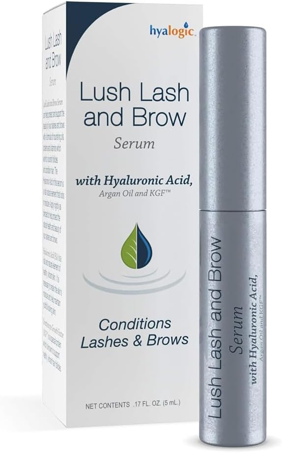 Hialogic HA Lush Lash y Brow Serum con ácido hialurónico, aceite de argán y KGFTM para cejas " Acondicionamiento - 0.17 Ounce