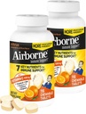 Airborne 1000mg Vitamina C + Zinc Immune Support Suplemento Chewable Tablets, Citrus Flavor con potentes antioxidantes Vitaminas A C &amp; E, 116 Chewable Tablets (2 Pack)