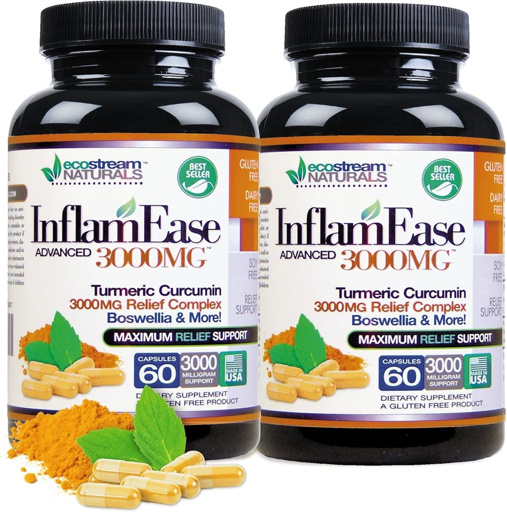 Pack de 2 - Inflamación avanzada con Turmérica, Curcumin, Enzymes y Boswellia - Vegetariano (Paquete Mayo Vary)