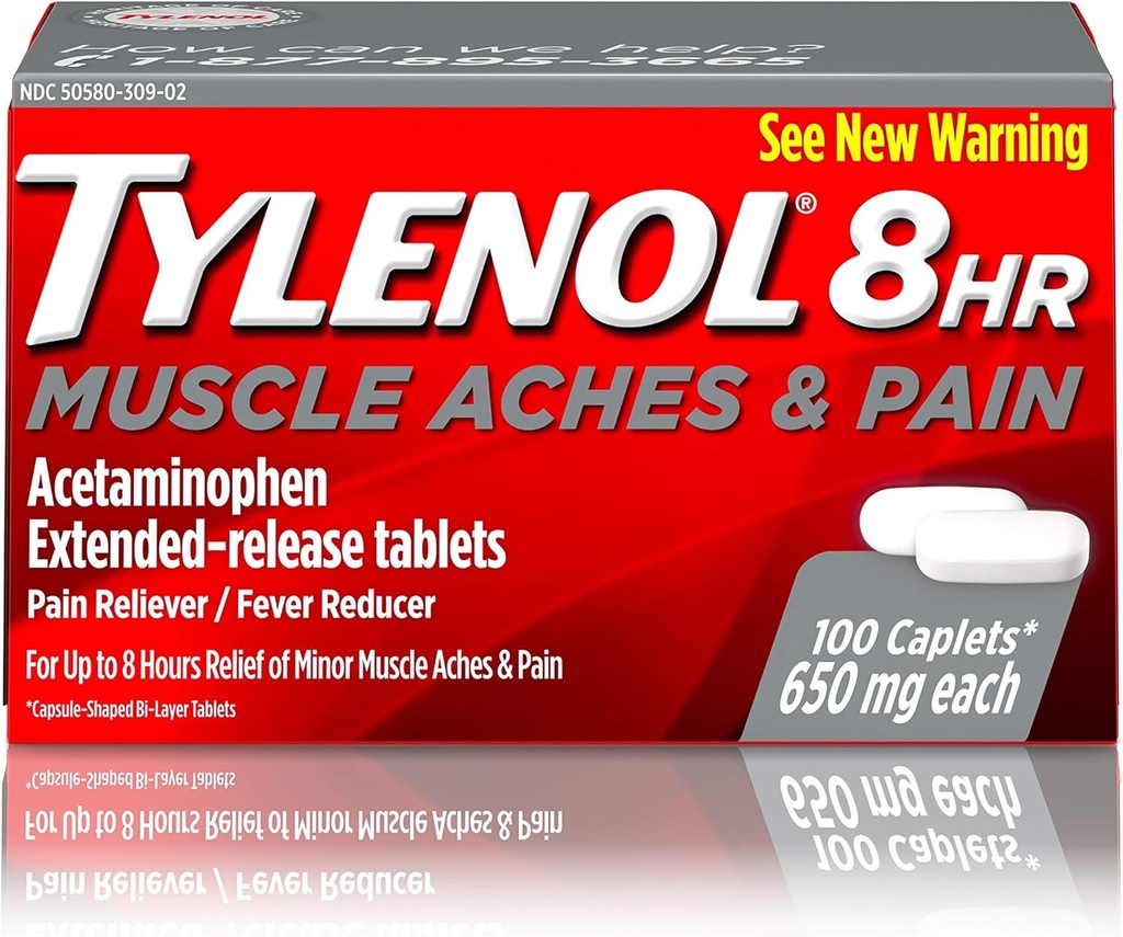 Tylenol 8 horas musculosos " dolor de acetaminofén Tabletas para musculo " dolor conjunto, 100 ct