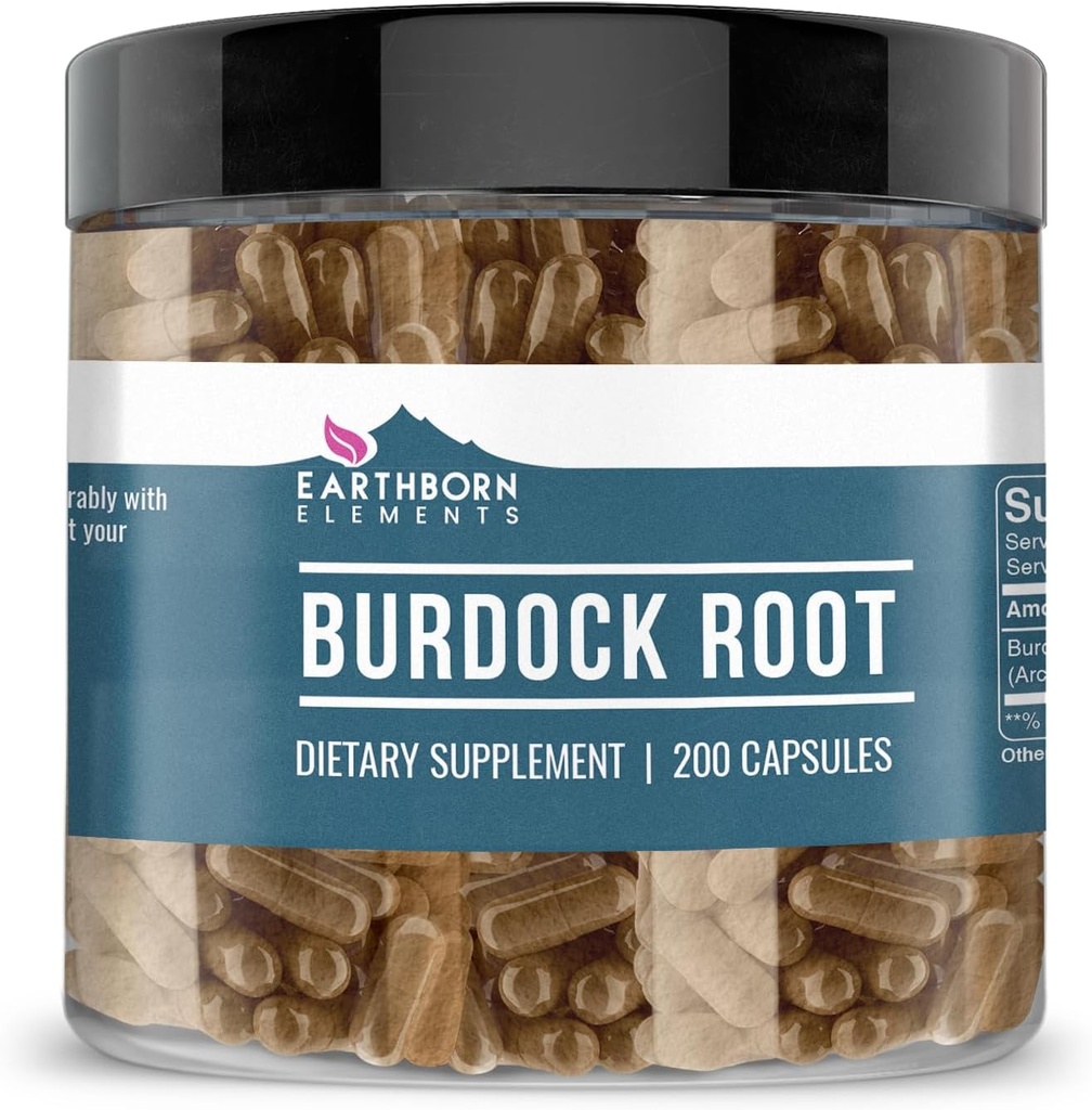 Elementos tercos Burdock Root 200 Capsules, Puro ' Undiluted, No Additives