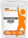 BulkSupplements.com Pólvora de óxido de magnesio - Suplemento de óxido de magnesio, Suplemento mineral - Grado de alimentos " Grado " libre, 835 mg por ser, 1kg (2,2 libras) (Pack de 1)