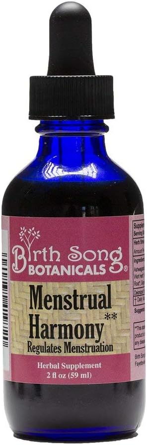 Birth Song Botanicals Menstrual Harmony Tincture, Liquid Herbal Supplement to Support The Menstrual Cycle, Naturally Supports Hormone Balance and Menstruation 2oz Bottle