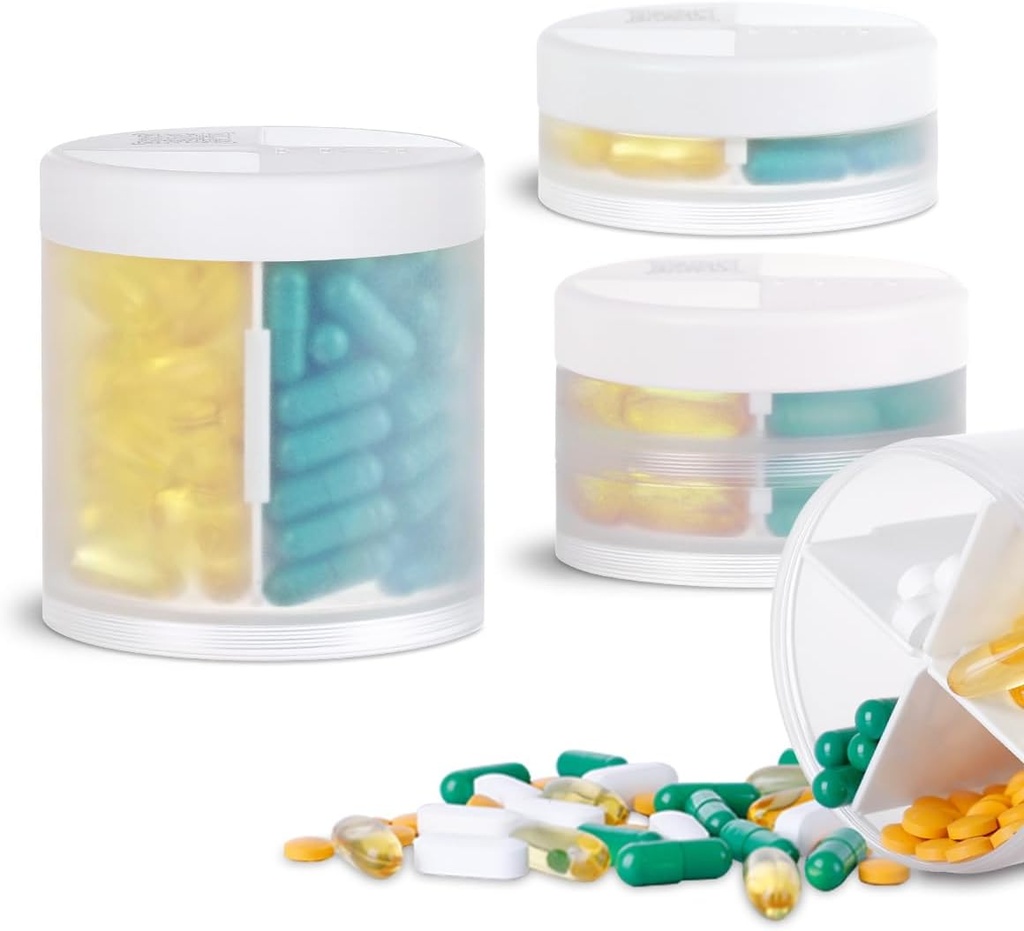 3 Pack de gran capacidad Organizador de píldoras y dispensadores de píldoras de diferentes tamaños