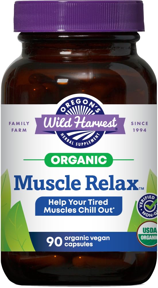 Musculo de cosecha silvestre de Oregon Relajar el suplemento herbal orgánico cápsulas Vegan con Valerian, Hops y Skullcap - 90 conde