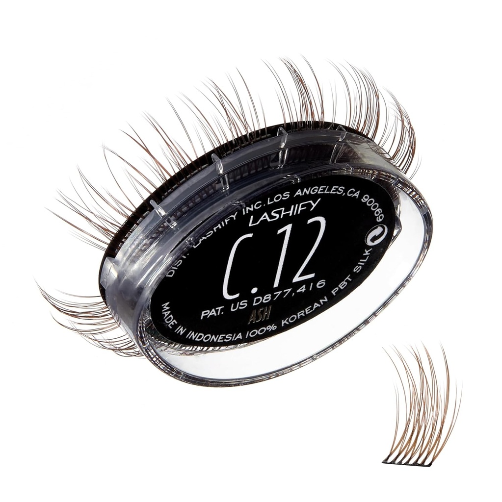 Lashify Curl 12mm Gossamer Eyelash Extensiones Rellenar, Ash Color, DIY False Lashes for a Natural Look