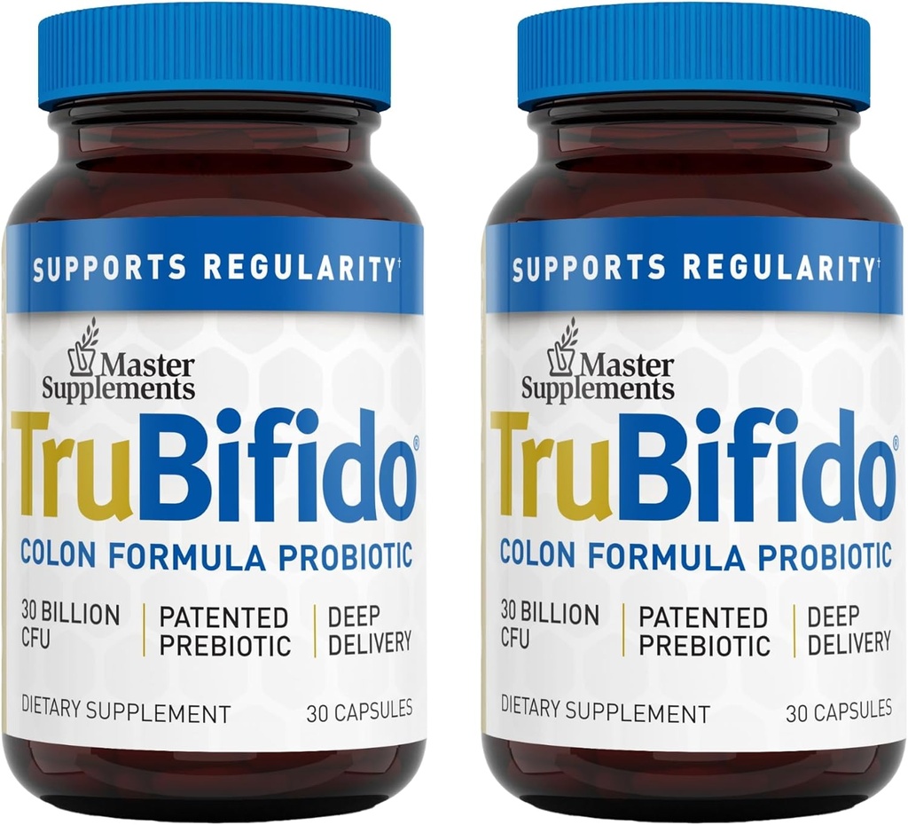 Suplementos Maestros TruBifido - 30 cápsulas, paquete de 2 - Probiótico potente para la salud fría & energía - Booster inmune, soporta la regularidad - Gluten Gratis - 60 servicios totales