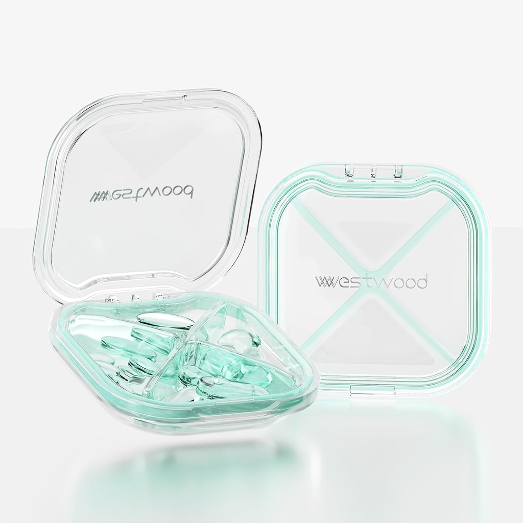 Caja pequeña de pill, Cute Pill Case for Purse Pocket, Travel Pill Organizer, Daily Pill Container Pill Holder for Medication, Vitamins, Fish Oil, Supplements (Green)