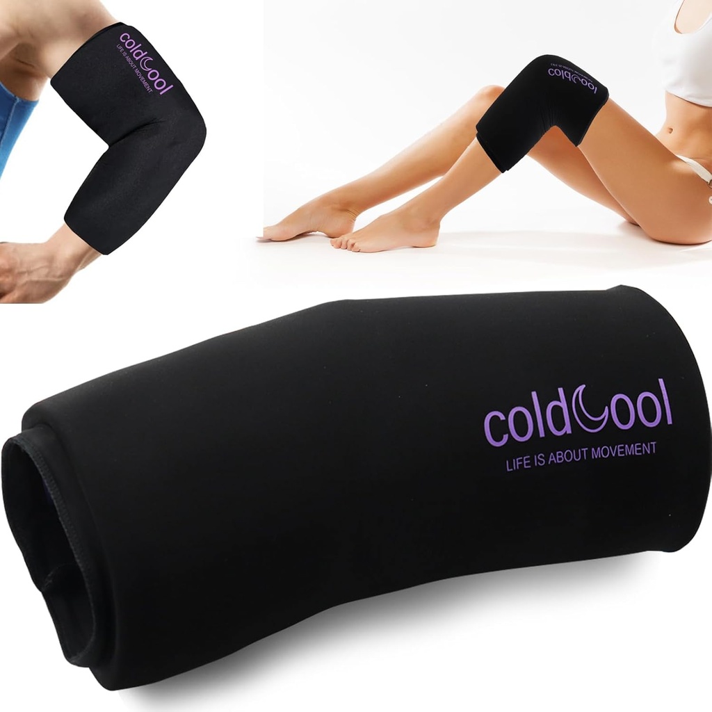 Coldcool Knee Ice Pack Wrap for Injuries, Reusable Gel Cold Packs Brace 360° Compression Sleeve for Elbow, Ankle &amp; Calf - Flexible Cold Wrap Recovery for Meniscus, ACL, MCL Pain Relief.