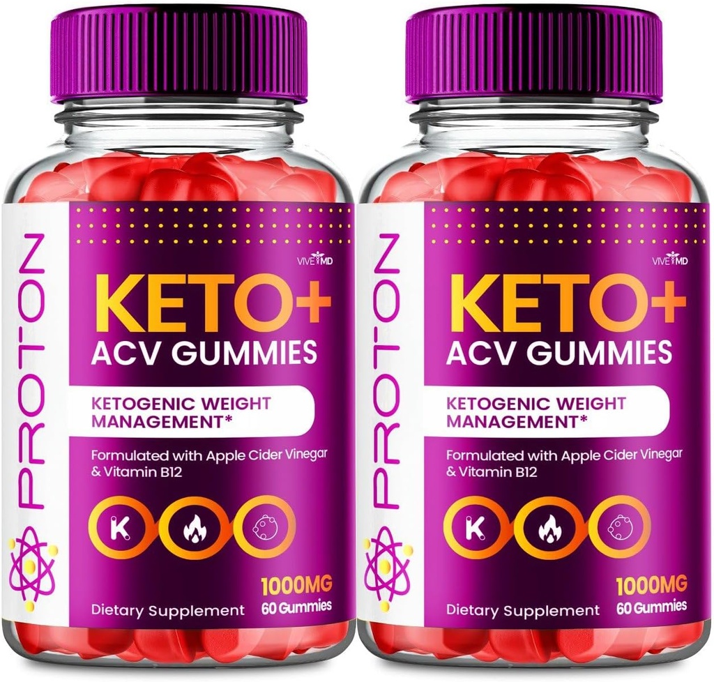 VIVE MD Proton Keto ACV Gummies Advanced Weight Management, Protein Keto ACV Gummies, Proton Keto Plus Gummies con Apple Cider Vinegar Suplemento 1000mg, Proton Keto+ACV Gummies Reseñas (2 Pack)
