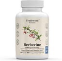 Suplemento de bereberina - Berberine HCl 1200mg - Apoyo metabólico - Vegan - No GMO - Gluten Gratis - 60 cápsulas vegetales