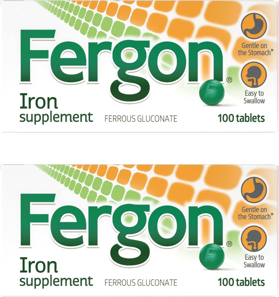 Fergon High Potency Iron Suplemento Tablets, 100 Cuenta, Pack de 2