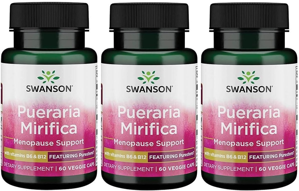 Swanson Pueraria Mirifica con B6 ' simultáneamente' B12 - Destacando Puresterol 60 Veg Caps 3 Pack