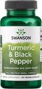 Swanson Turmeric " Black Pepper - Organic Joint Health, Heart Health, Digestion, " Liver Support Supplement - Natural Formula for Enhanced Bioavailability " Absorption - (60 Veggie Capsules)