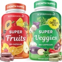 Superfood Fruit and Veggie Supplement - 360 Whole Super Fruit and Vegetable Supplements &amp; Vitamin with Olive Leaf, Soy Free- 180 Count (Pack of 2)
