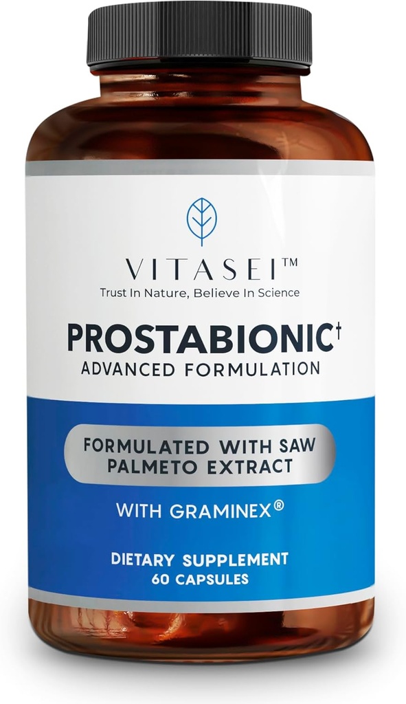 VITASEI Prostabionic Prostate Suplementos dietéticos para hombres W/Saw Palmetto, Bio-quercetin &amp; Pygeum Africanum, Reducir Viajes de Baño - 60 cápsulas