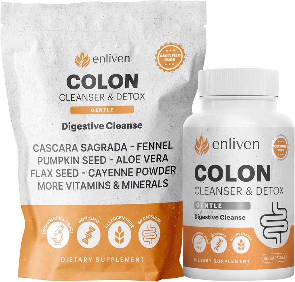 enliven Gentle Colon Cleanse Detox Pills for Daily Support ← Natural Herbal Fórmula con Aloe, Fennel &amp; Ginger Respuestas Weight Pérdida, Regularidad &amp; Salud Digestiva ¦
