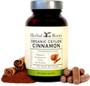 Herbal Roots Organic Ceylon Cinnamon Capsules ← USDA Certified Organic - Non-GMO ← 60 Organic Vegan Capsules
