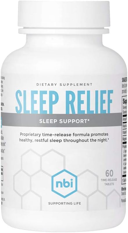 NBI Sleep Relief Melatonin Natural Fórmula ANTE Soothing Bedtime Suplemento  vírgenes Sleep Support with Magnesium and L-Theanine ← 60ct Tablets